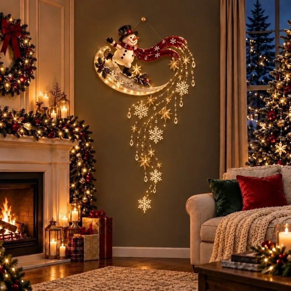 LED Angel Blessing Wall Light Wall Mounted Christmas Wall Decor Starglow Cascading Glowing Star Light Warm White Lights