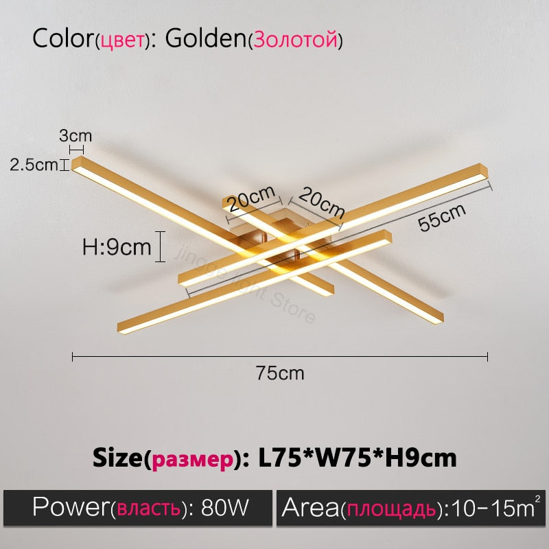 Black chandelier square bedroom lamps living room lamp led ceiling lamp Nordic minimalist creative led ceiling lamp strip lights