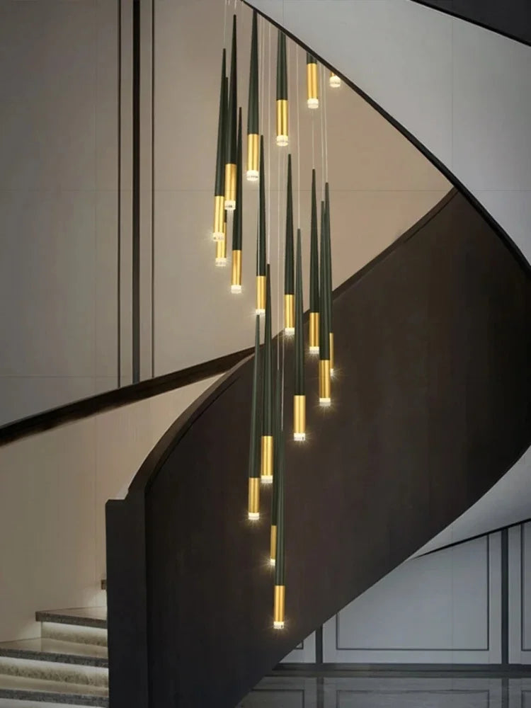 Modern Luxury Chandelier Nordic Ceiling Light Living Room Duplex Attic Long Pendant Light Villa Staircase LED Hanging Lamps