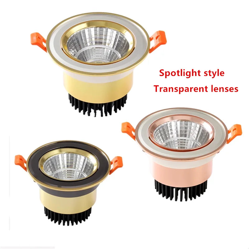 Gold Electroplated Recessed LED Downlights - Ultra-High Quality COB Ceiling Spotlights
