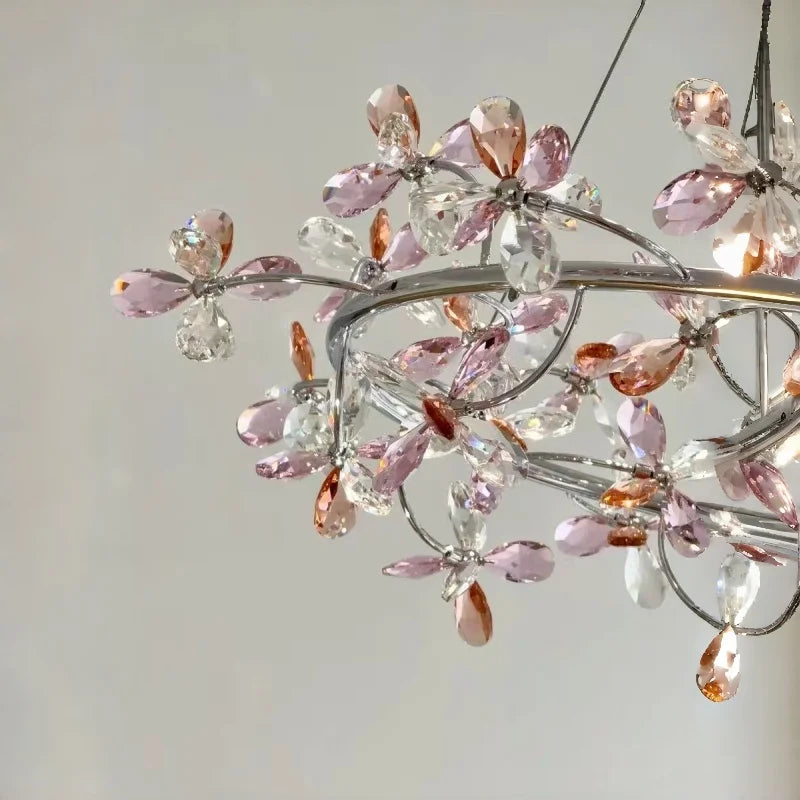 French Luxury Crystal Chandelier Romantic Princess Room Bedroom Master Light High-end Dining Room Crystal Wreath Light Fixture