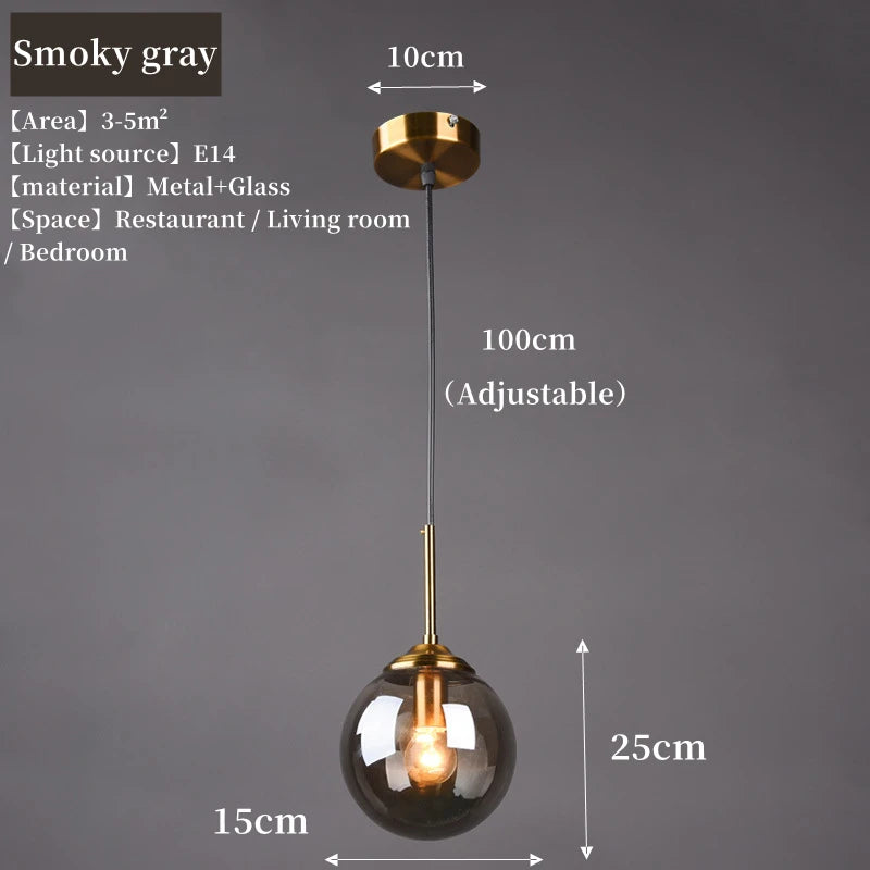 Modern Luxury Metal Chandelier Nordic Creative LED Glass Pendant Lamp Living Room Dining Room Bedside Simple Small Hanging Lamp