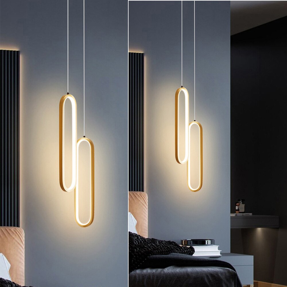 Good packing Two rings black or gold led pendant light for indoor place hanging lamp emitting warm white or white