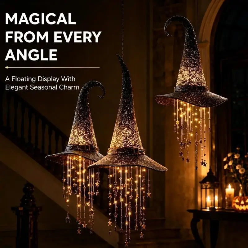 Lighted Witch Hat Hanging Chime, Lighted Witches Hat | Create Instant Magical GlowCreate Instant Magical Glow