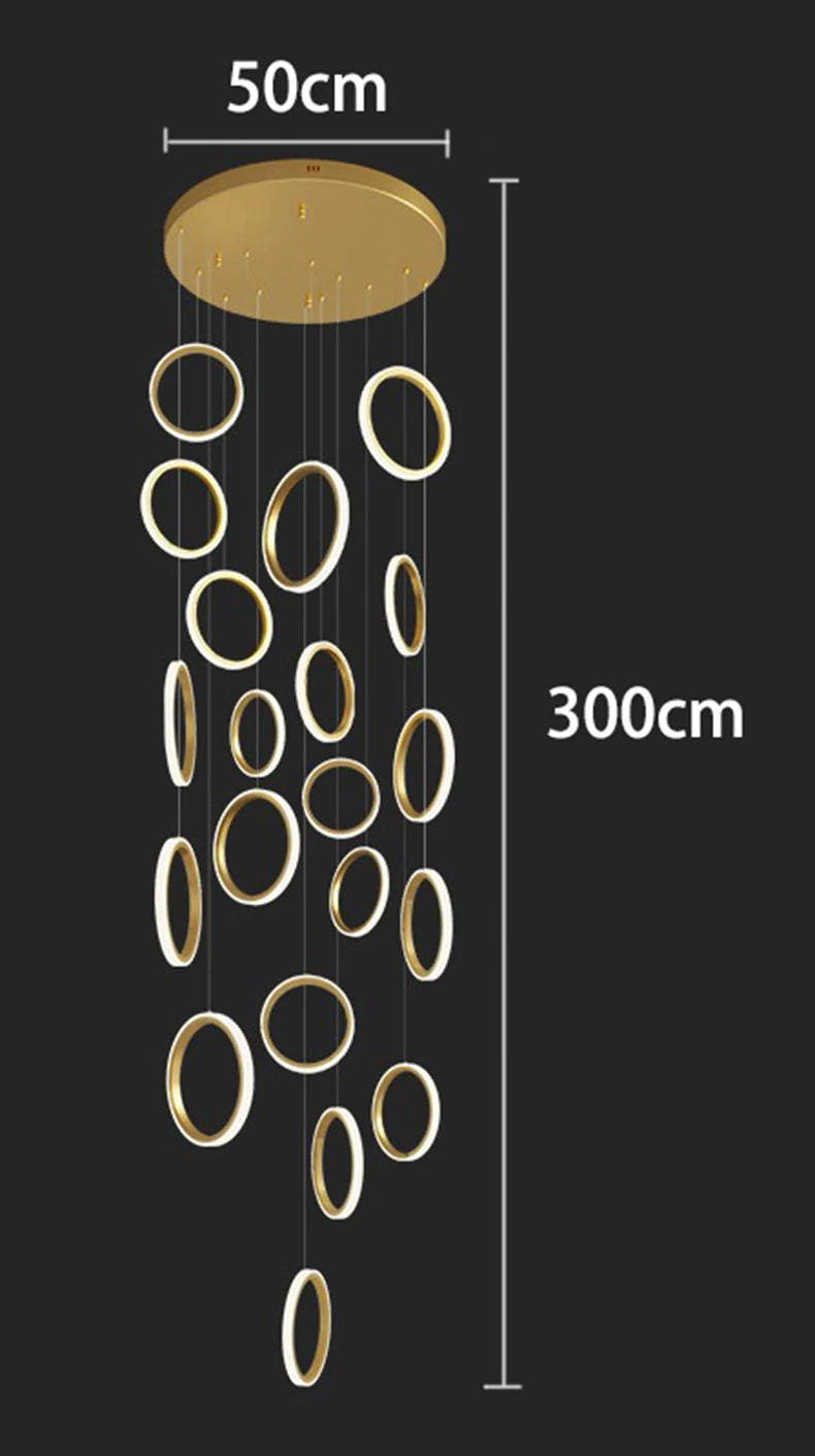 Modern Long Spiral Chandelier - Grand Staircase Pendant Lamp for High Ceilings