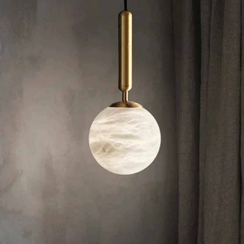 Spain Natural Marble Hanging Lamp Dining Desk Luxury Golden Decors Bedroom Bedhead Pendant Lamp Hotel Restaurant Bar Droplight