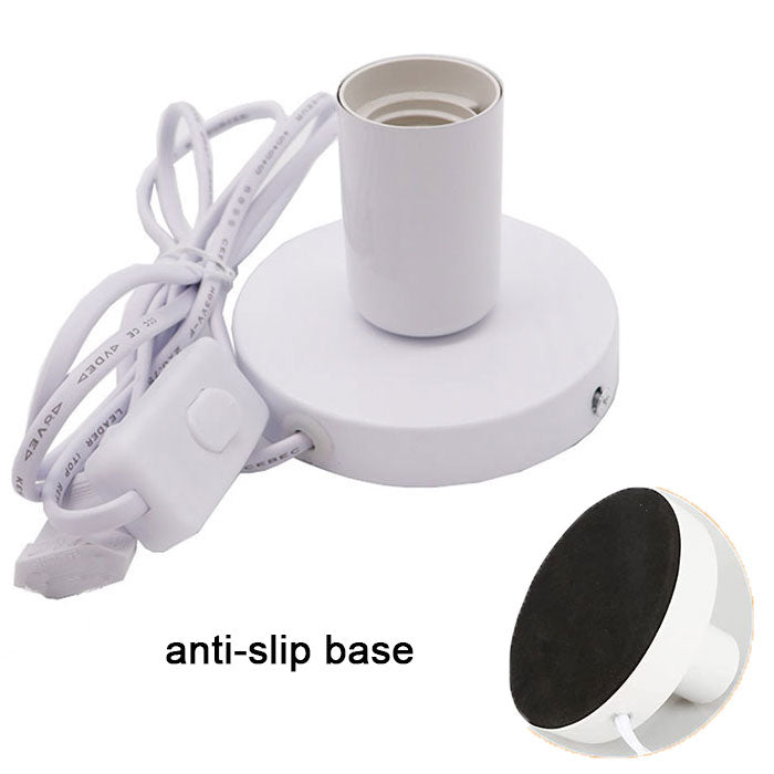 Anti-Slip Metal Desktop Lamp Base 180cm Cord E27 E26 Base Holder with on/off Switch, EU AU BS US Plug Screw Base for Table Lamp