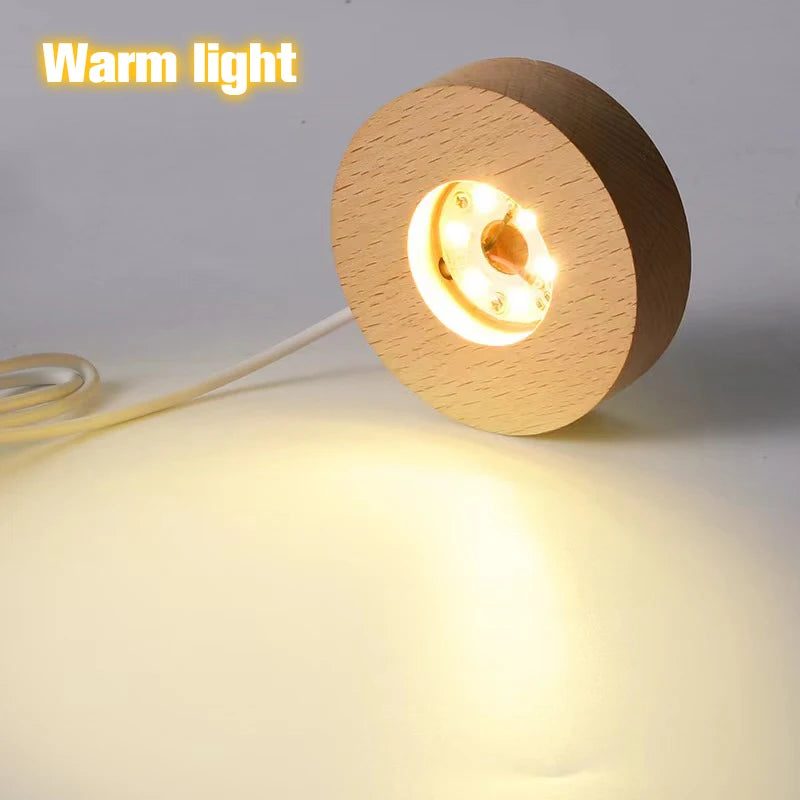 Wood Light Base Rechargeable Remote Control Wooden LED Light Rotating Display Stand Lamp Holder Lamp Base Art Ornament New