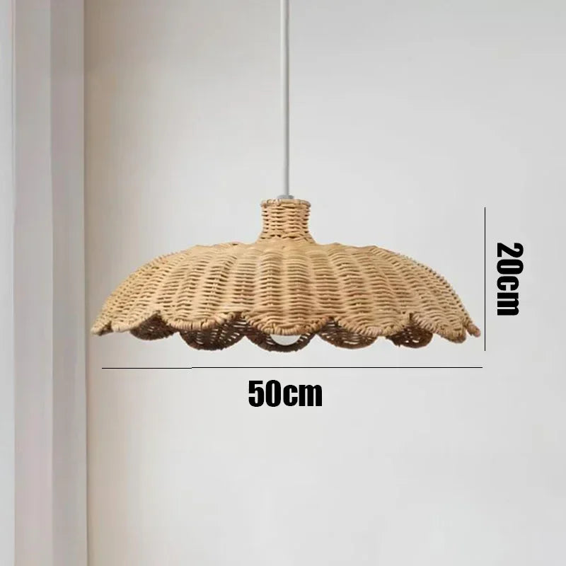 Japanese Wabi-Sabi Natural Rattan Chandelier - Hand-Woven Basket Pendant Light Fixture for Living Room, Hotel, Restaurant & Shop Mood Decor