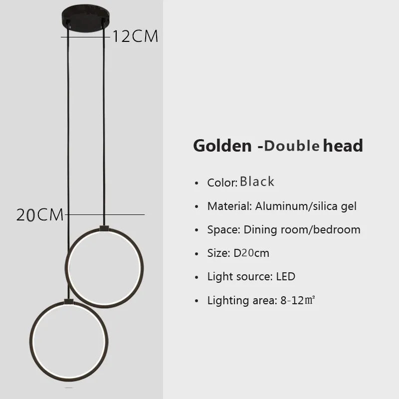 Modern Minimalist LED Pendant Light Chandelier For Bedroom Restaurant Living Room Gold Black Hanging Lamp Decoration Luster