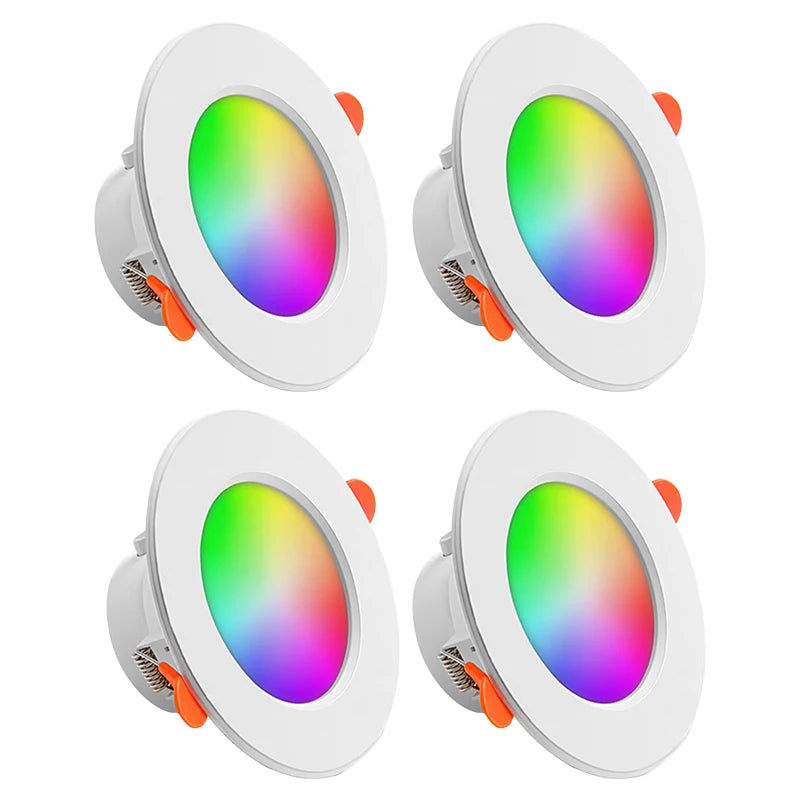Tuya Smart WiFi 10W RGBCW LED Recessed Downlight (2700K-6500K) - App Dimmable Color-Changing & Tunable White Ceiling Spotlight Compatible with Alexa & Google Home