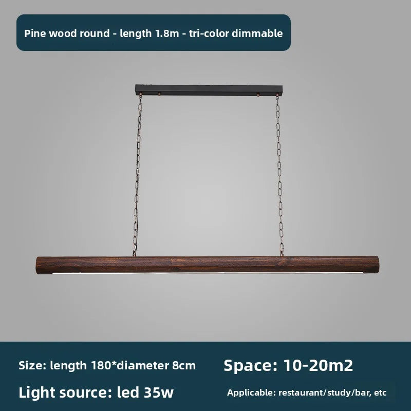 New Solid Wood Chandelier For Modern Minimalist Dining Bar Single-Line Chandelier For Tea Room Wooden Long Chandelier For Lounge