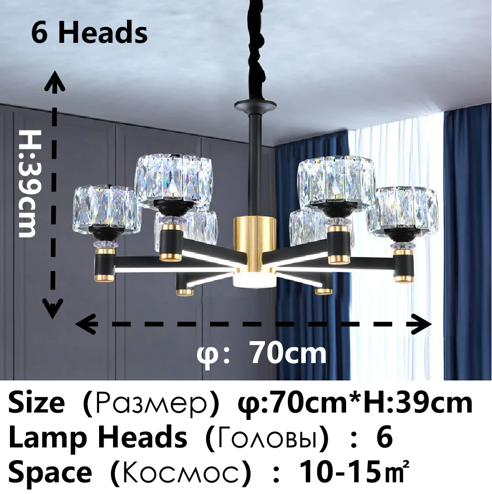 Modern Crystal Glass Ceiling Chandelier LED Pendant Lights Home Decorative for Living Room Bedroom Kitchen Dining Room Indoor