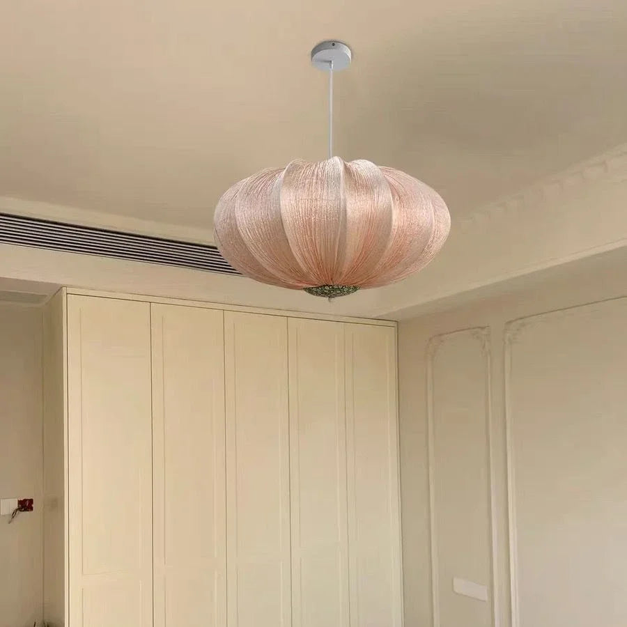 Handmade Wabi-Sabi Cloth Pendant Light - Japanese Nordic Cream Style Fabric Ceiling Chandelier Lamp Fixture for Apartment Living & Dining Room