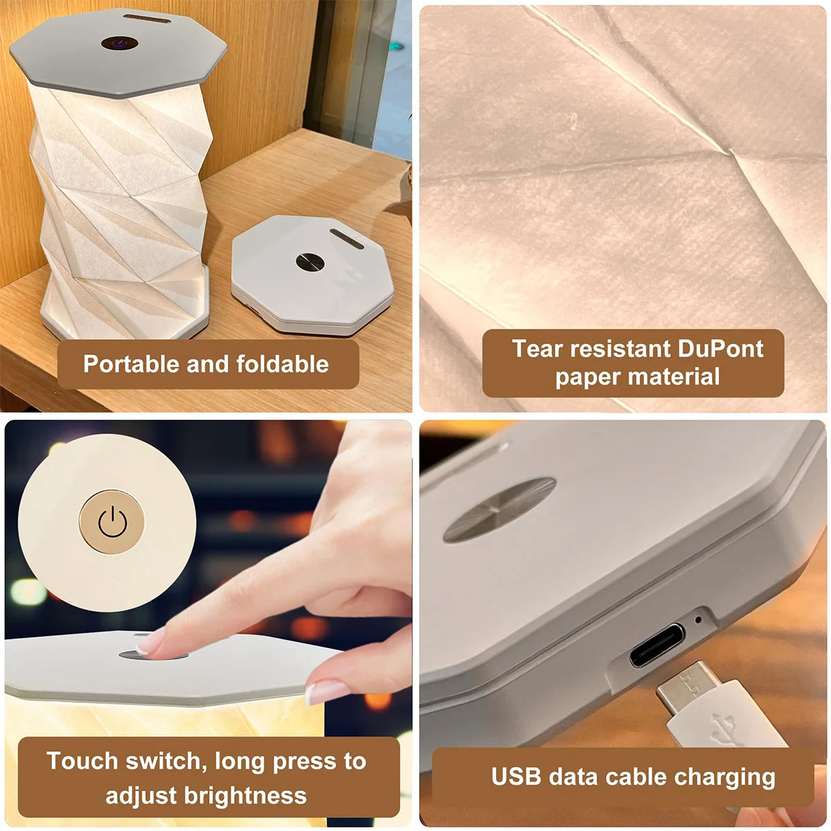 Modern LED Bedside Lamp - Minimalist Foldable Nightstand Light for Reading