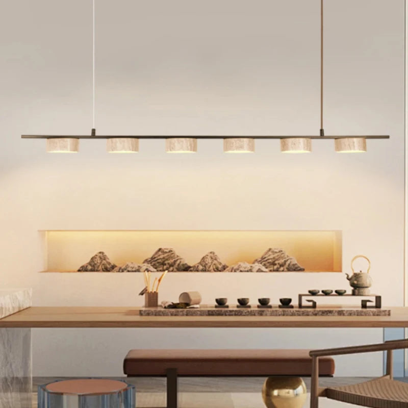 Minimalist Dining Room LED Pendant Light Real Stone Height-adjustable for Bar Kitchen Restaurant Hanging Lamp Chandelier Fixture