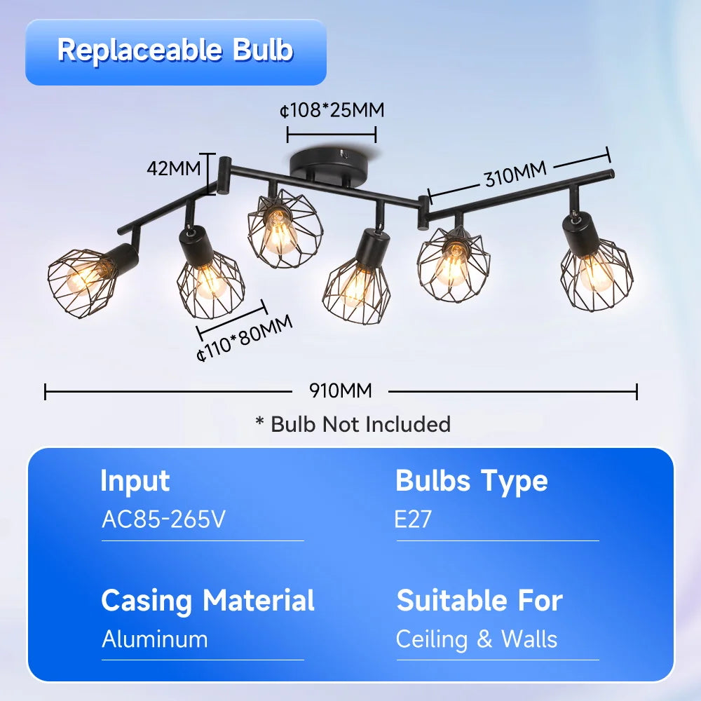 Modern LED E27 Ceiling Chandelier - Adjustable Angle Pendant Light Fixture