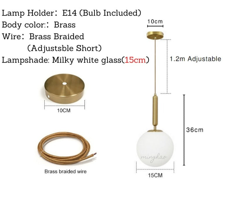 Modern Pendant Light Nordic Minimalist Hanging Lamp Ceiling Decoration Glass Ball Lighting Living Bedroom Dining Room