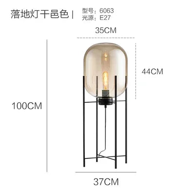 Nordic Glass Globe Floor Lamp - Modern Iron Standing Light for Living Room