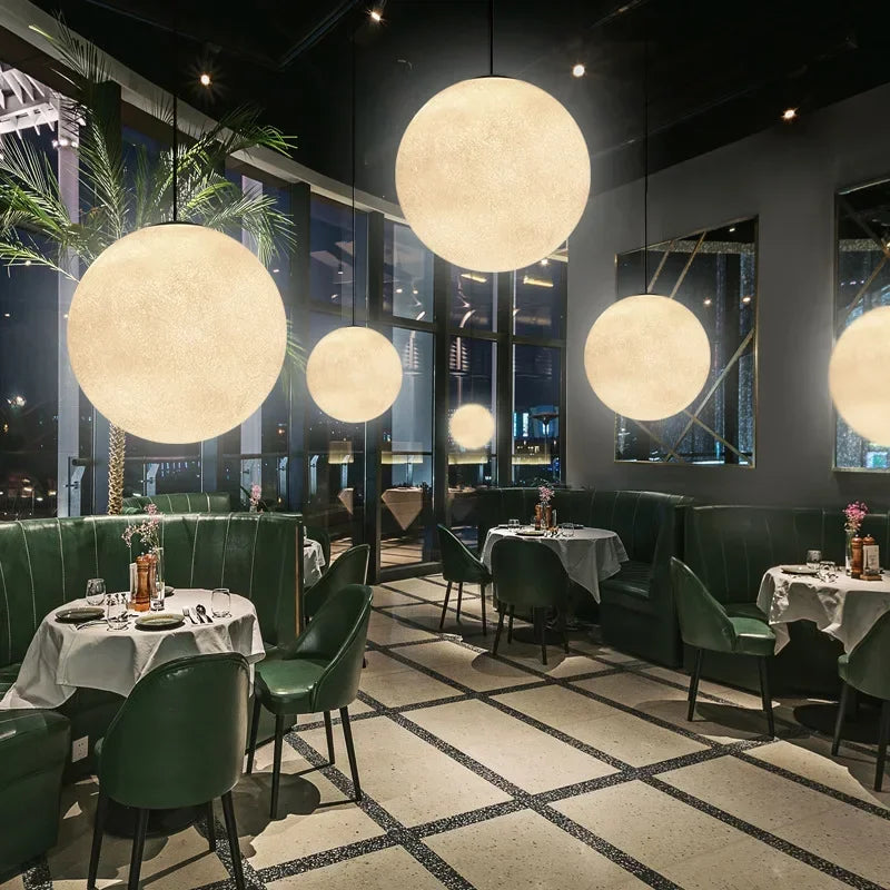 Nordic Moon Led Pendant Lights Lighting Living Dining Room Decor Chandeliers Restaurant Cafe Bar Hanging Lamp Bedroom Luminaire