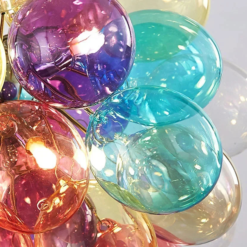 Colorful Glass Ball Pendant Light Modern LED Balloon Chandelier Ceiling Lamp Living Room Bedroom Dining Room Home Decor Lighting