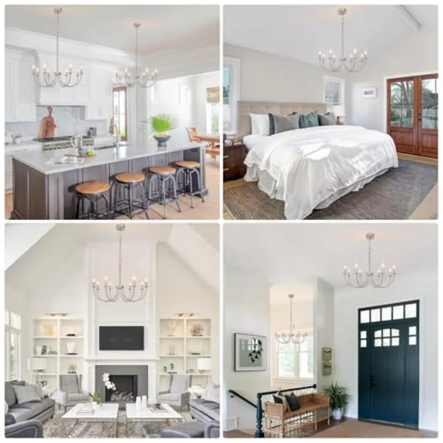 Farmhouse Chandelier for Dining Room Chandelier Industrial Modern Candle Chandeliers for Living Room Foyer Kitchen Entryway Bed