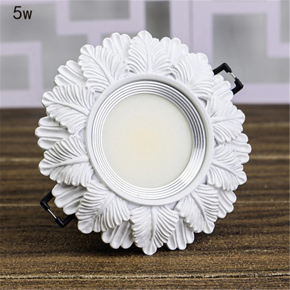 White Feather Resin LED Recessed Downlight - Adjustable Angle Art Ceiling Spotlight Fixture for Living Room, Office & Restaurant Decor