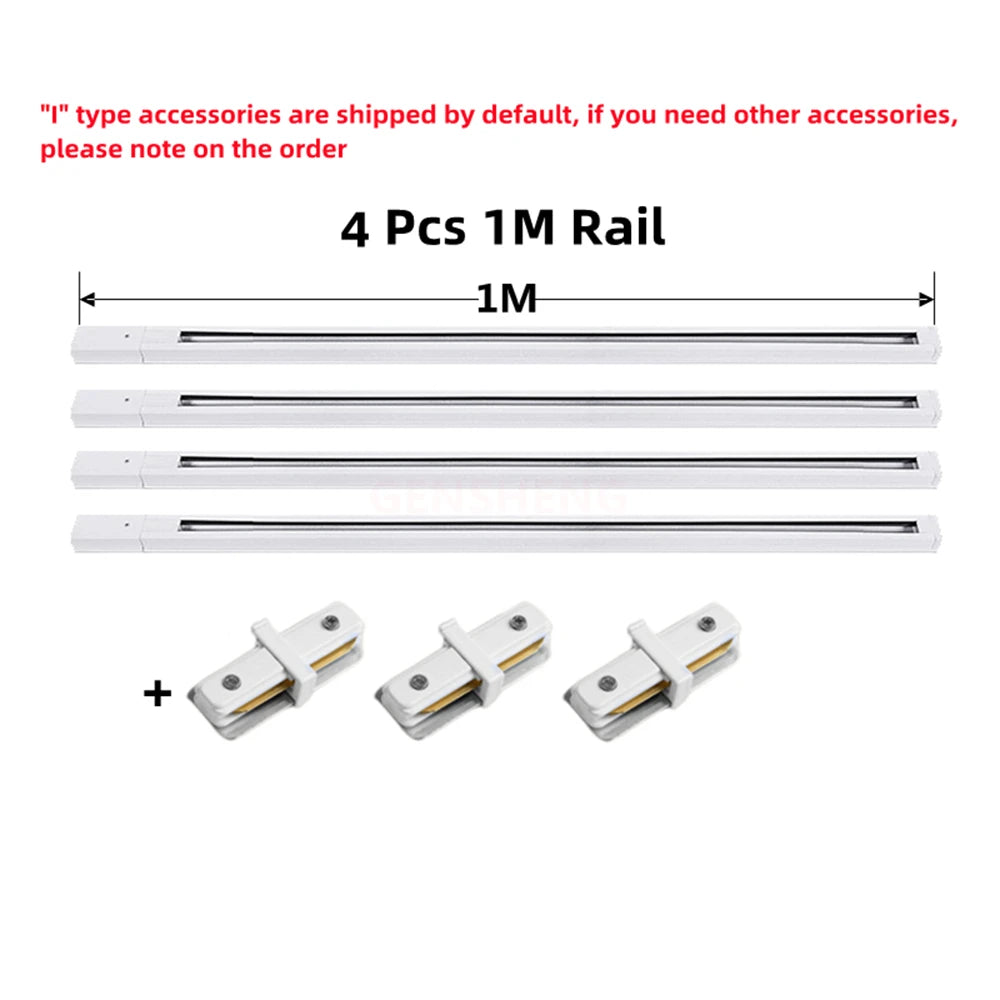 LED Track Light Rail 0.5M 1M Black White Aluminum 2 Wire System Track Light Series Universal Track for Ceiling Spot Lamps
