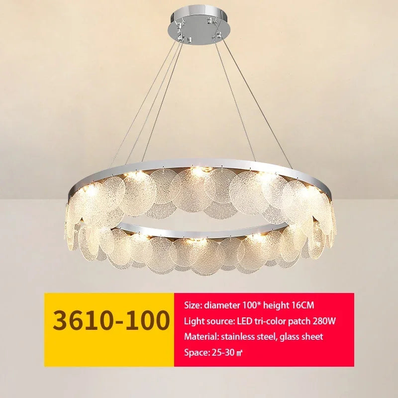 Modern LED Ceiling Lamp Metal Art Glass Chandelier Hanging Lamp Living Room Kitchen Indoor Decoration Ceiling Lustre Fixture