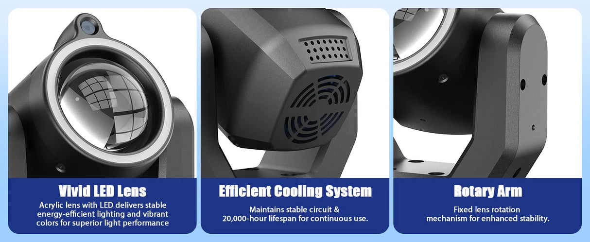 Mini 30W Spot Beam Moving Head Light LED 4IN1 RGBW Effect Strobe Stage Light DMX Sound Activated DJ Disco Bar Party Light