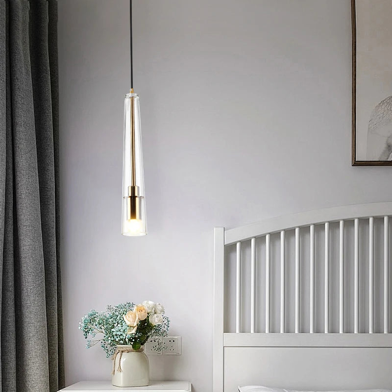 Modern Simple LED Pendant Lamp For Bedroom Bedside Dining Room Kitchen Bathroom Gold Glass Decoration Design Chandelier Lights