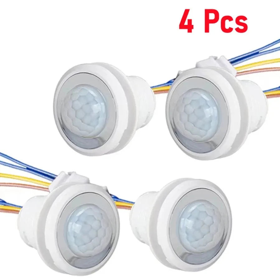 4 Pcs AC 85-265V LED PIR Infrared Motion Sensor Switch Time Light-sensing Adjustable Movement Detector Lamp Switch wholesale
