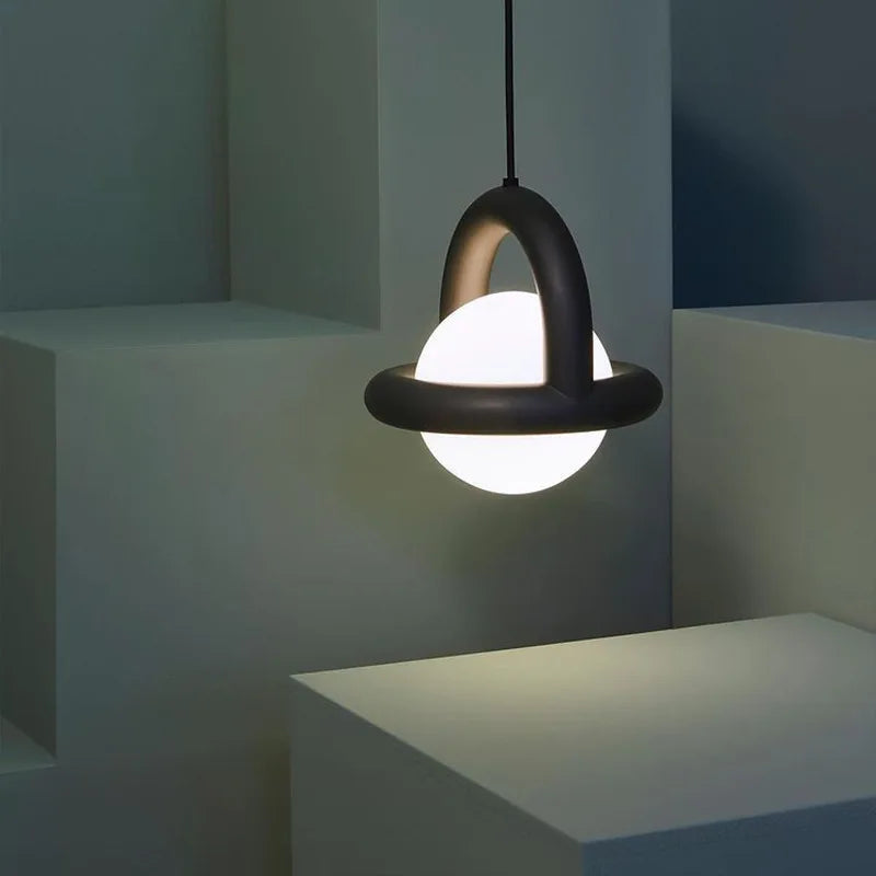 New Style LED Pendant Lights Acrylic Ball Black White Green Red Yellow Metal G4 Bulb For Dining Room Kitchen Bedroom Office