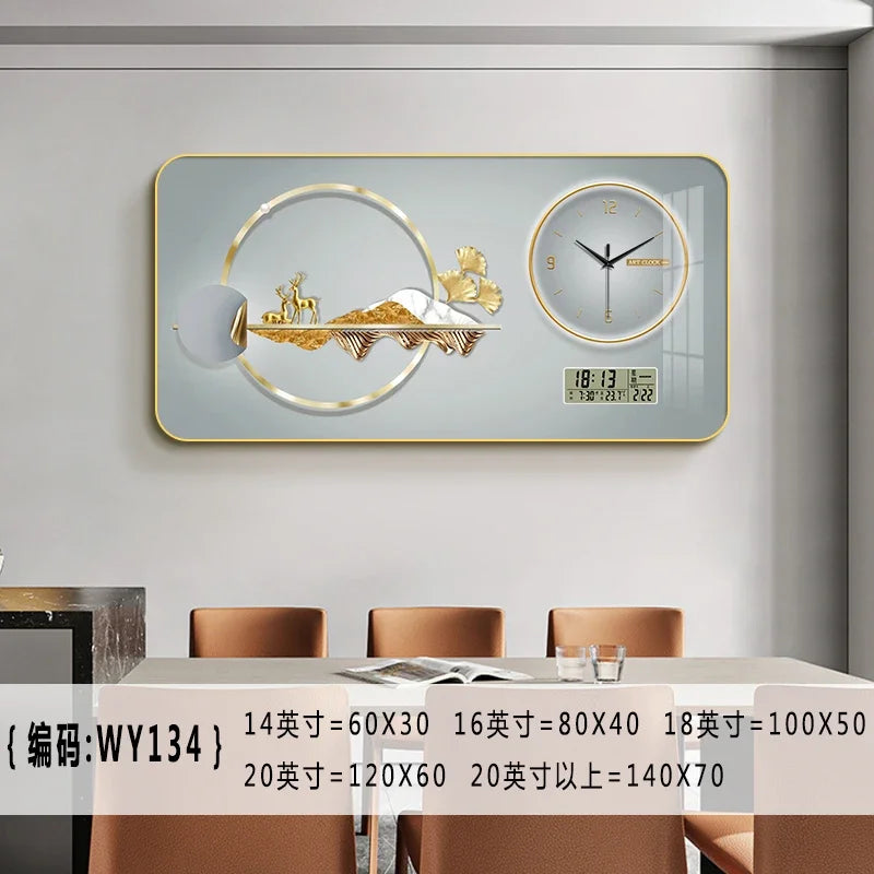 Nordic elk wall clock living room Creative fashion perpetual calendar electronic clock wall atmosphere dining room decoration