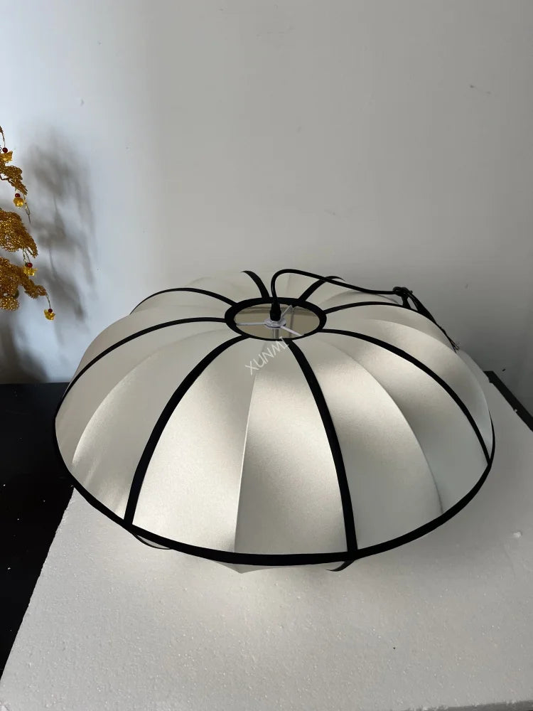 Nordic Medieval Silk Lantern LED Pendant Light - Japanese Wabi-Sabi Zen Ceiling Chandelier Lamp Fixture for Living Room, Bedroom & Home Decor