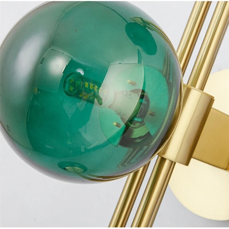 3 Heads Blue Glass Ball Postmodern Wall Lamp For Bathroom Living Room Bedside Sconce Light Fixtures House Decoration Lighting
