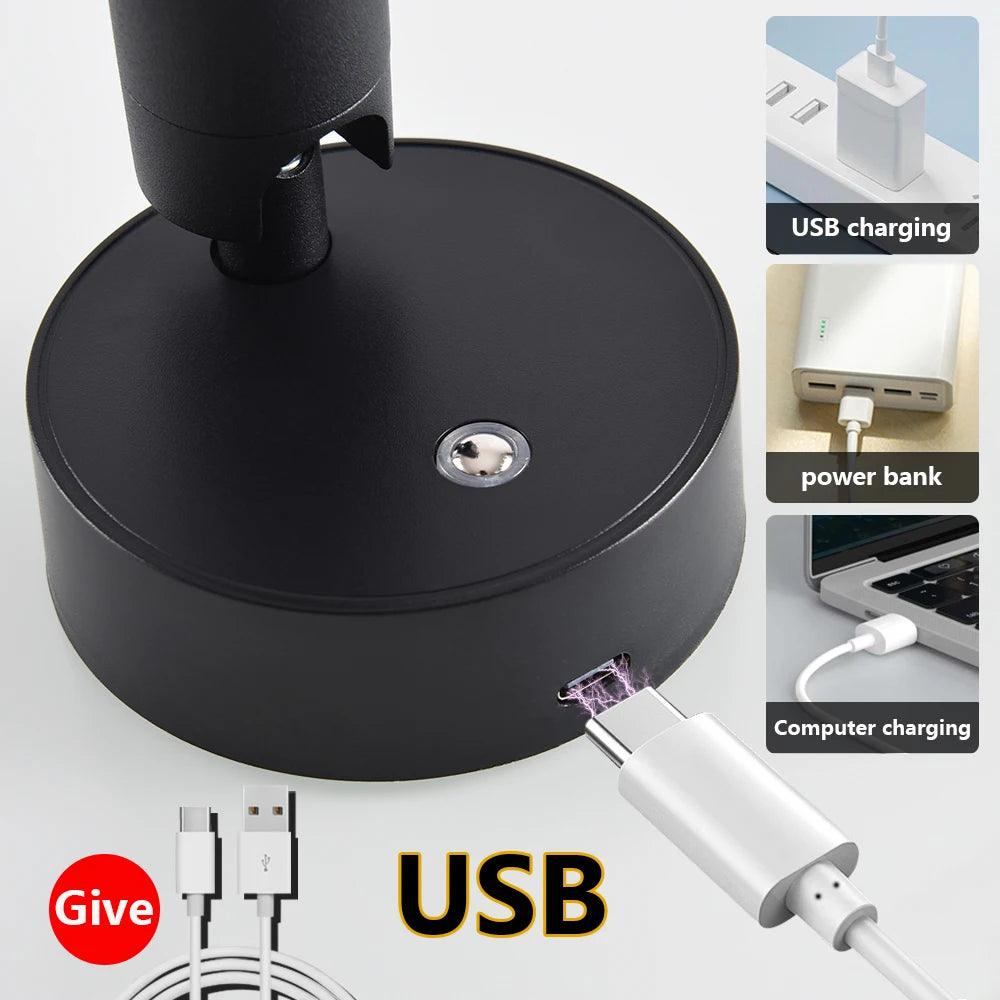 4-Pack Magnetic LED Wall & Table Lamp - Touch Dimmable 3-Color 350° Rotatable Night Light