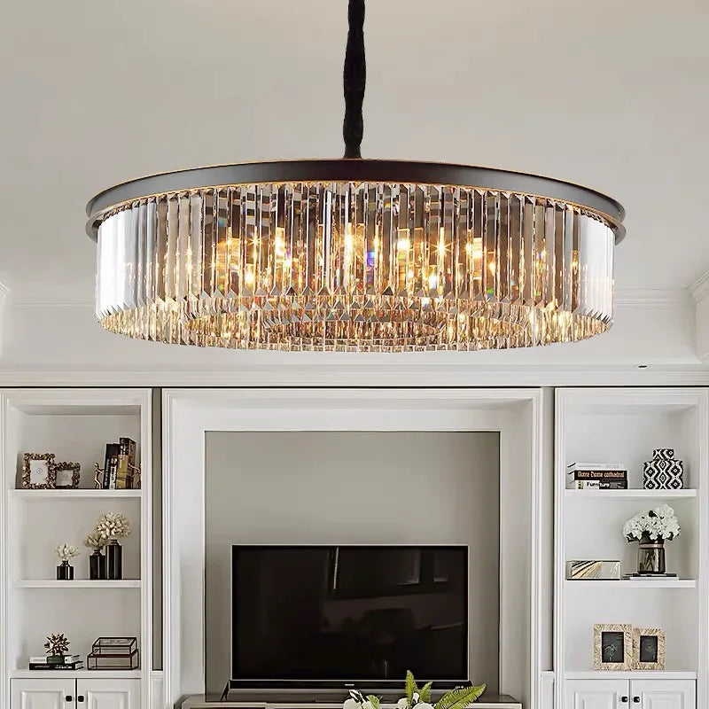 New Modern LED Crystal Chandelier American Living Dining Room Villa Hanging Light Bedroom Ceiling Pendant Lamp Home Decor Lustre