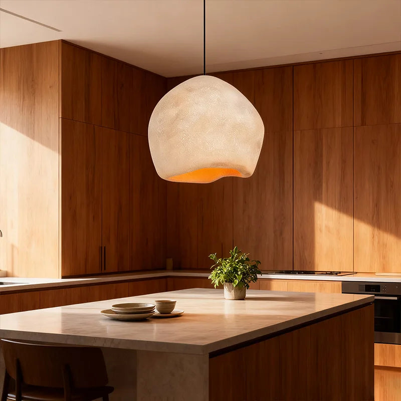 Japanese Wabi-Sabi Pendant Light - E27 LED Ceiling Lamp for Bedroom (3000K)