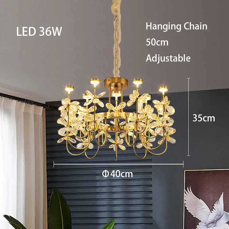 Luxury Crystal Butterfly Chandeliers 2024 New Modern LED Dimmable Lustres Pendant Lamps Home Decor Suspension Luminaire Lampen
