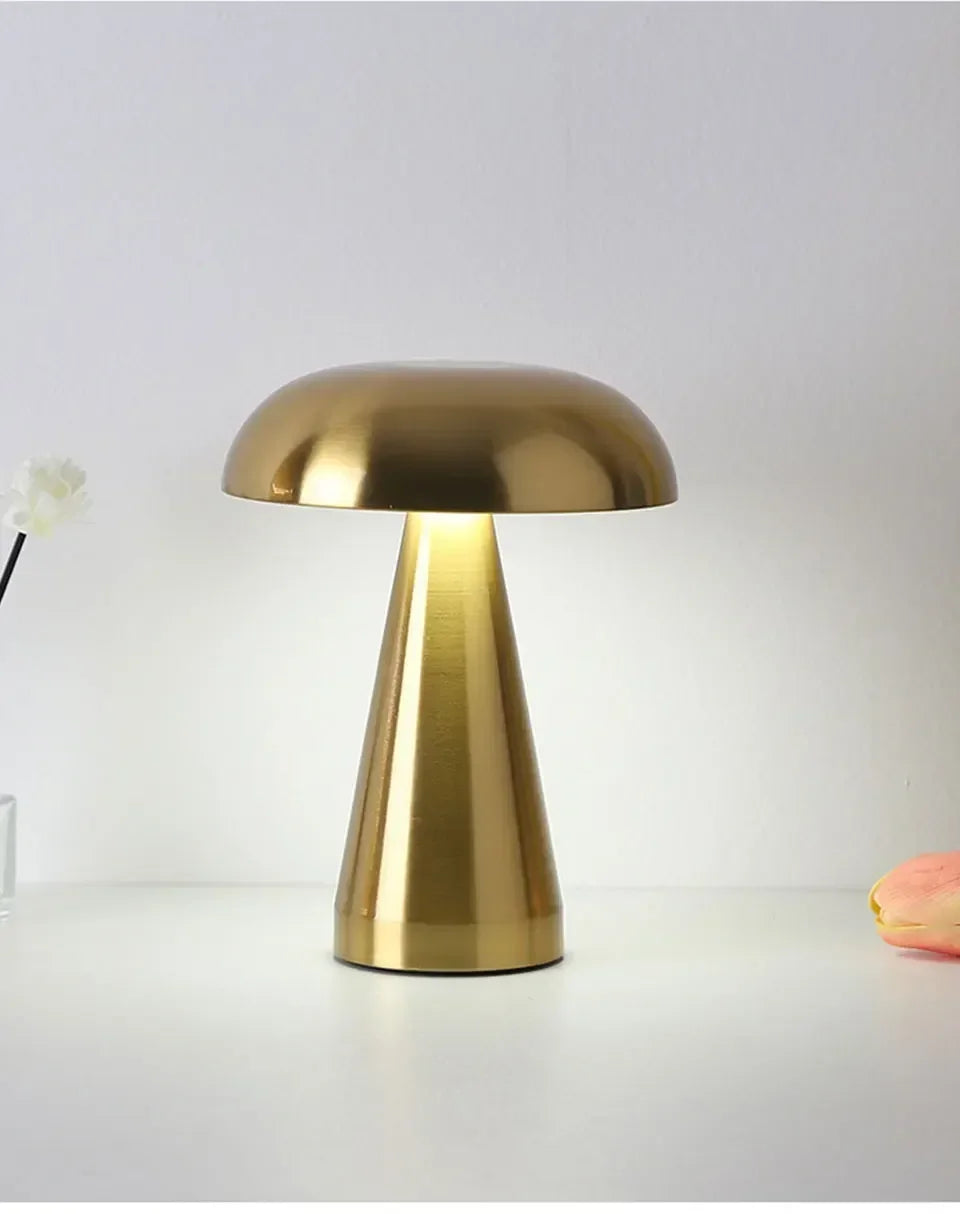 Retro Mushroom LED Night Light Touch Sensor Rechargeable Desk Lamp for Bedroom Restaurant Bar Decor Reading Lighting