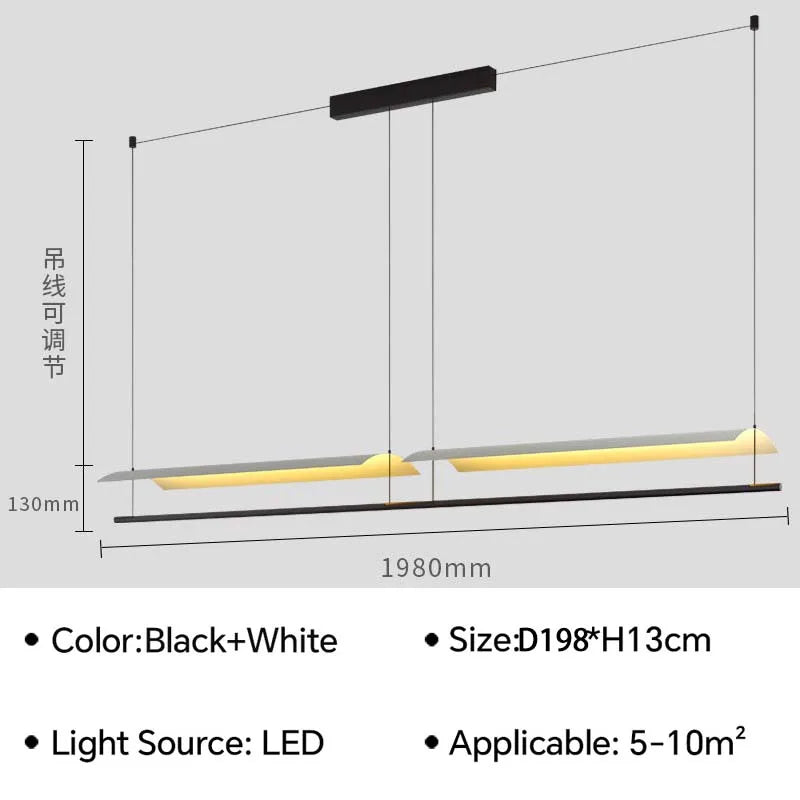 Nordic Minimalist LED Linear Pendant Light - Modern Industrial Hanging Chandelier for Dining Room, Kitchen Island, Bar & Office