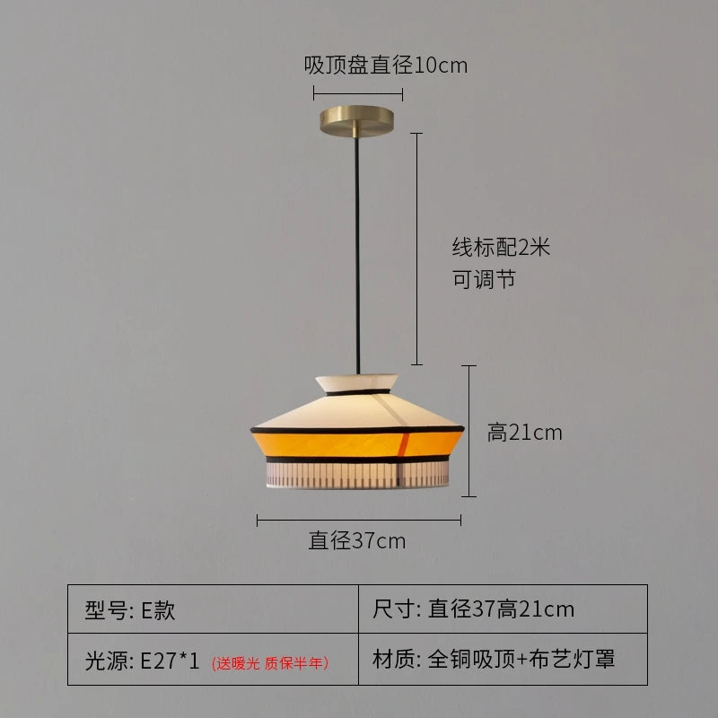 Rattan Pendant Light Minimalist Wabi-sabi Fabric Decorative Danish Design Light Interior Restaurant Bedroom Dining Room Light
