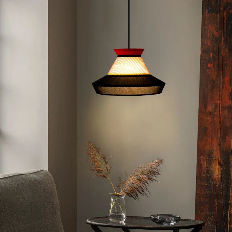 Rattan Pendant Light Minimalist Wabi-sabi Fabric Decorative Danish Design Light Interior Restaurant Bedroom Dining Room Light