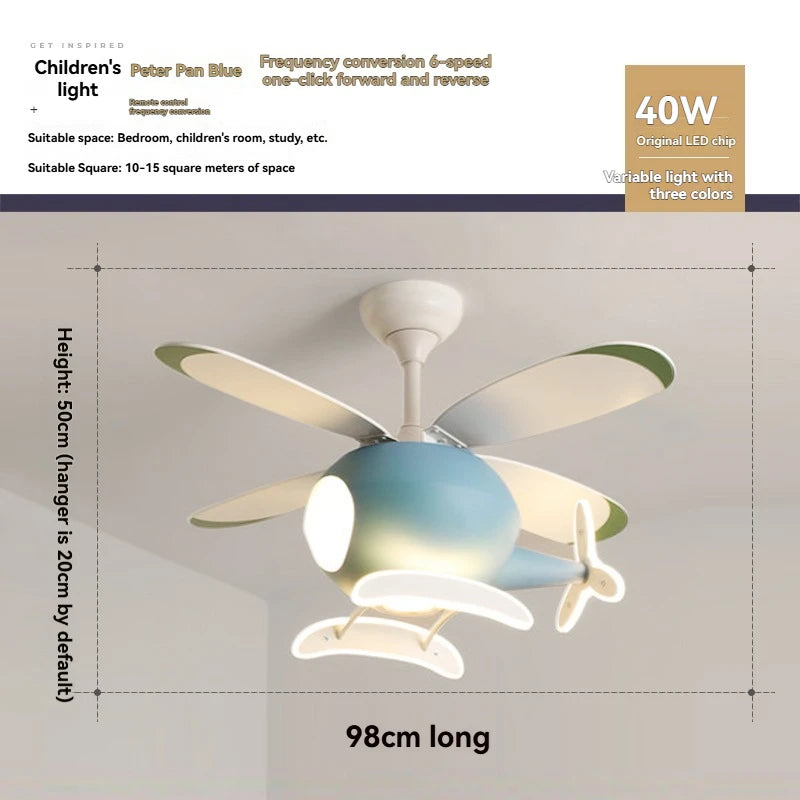 Children's Room Helicopter Ventilation Fan Lamp LED Eye Protection Lamp Ceiling Fan Lamp Room Lighting 110V~220V