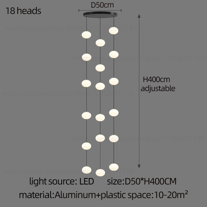LED Minimalist Style Chandelier Hanging Stairs Pendent Lamp Designer Living Room Kitchen Bedroom Pendant Light Indoor Lighting
