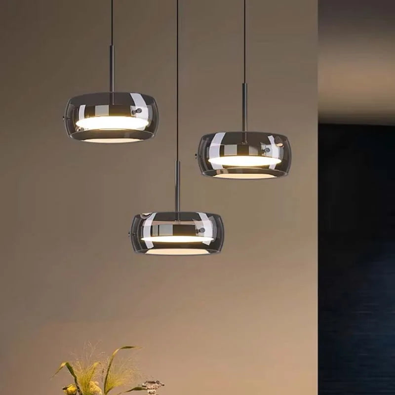 LED Italian minimalist restaurant pendant light, high-end glass dining table bar, desk lamp, modern island dining room lighting