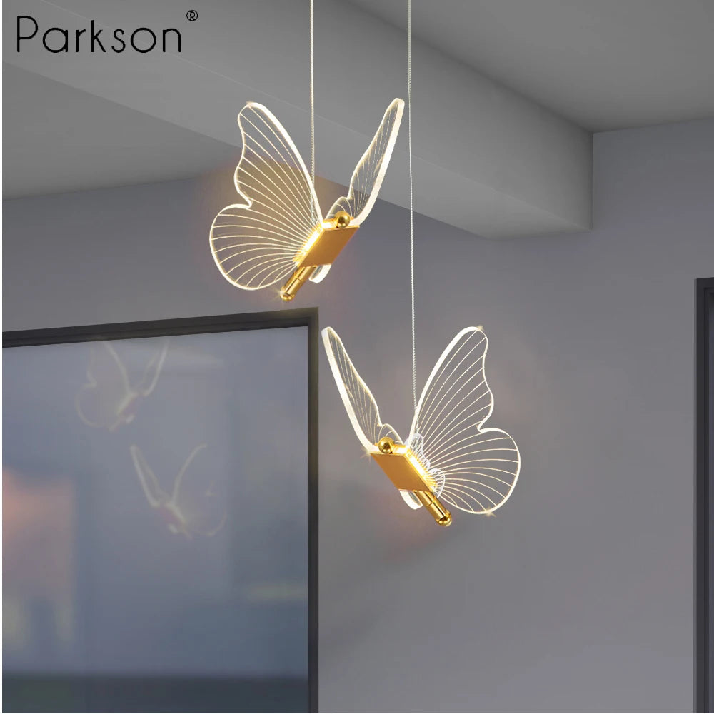 Butterfly LED Pendant Lights Ceiling Hanging Lamps Bedside Suspension Luminaire Living Room For Home Decoration Indoor Lighting