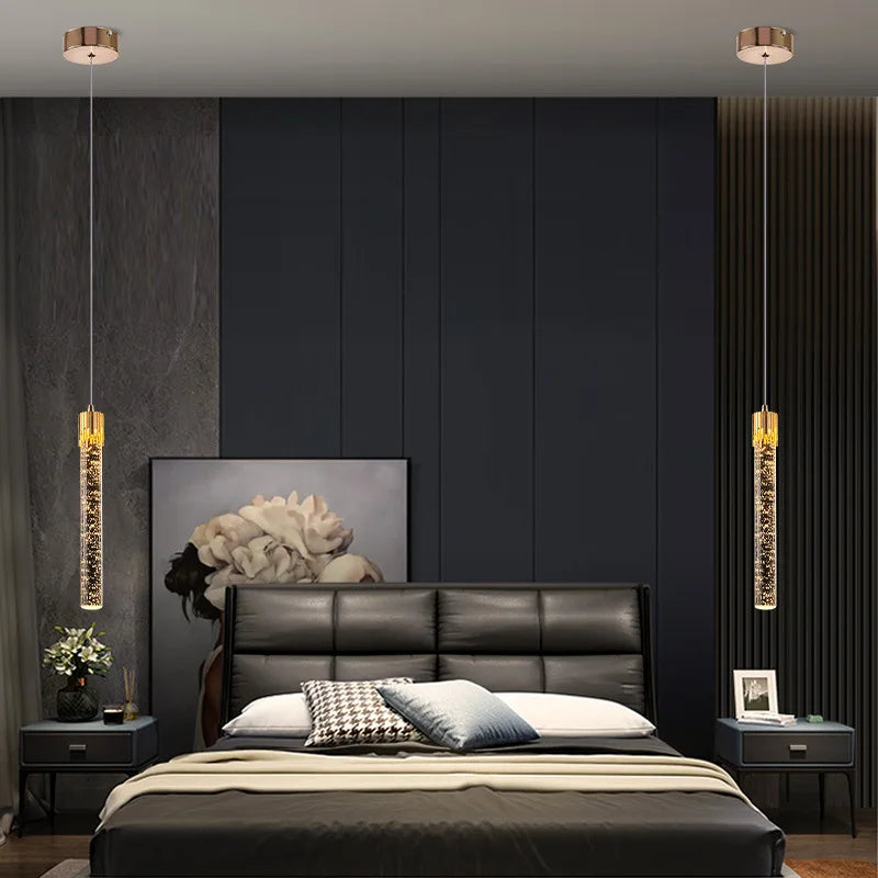 Droplet Crystal Bubble Pendant Light Modern Bedroom Crystal Hanging Lamp Bedside Clear Crystal Suspension Lamps Decor Lighting