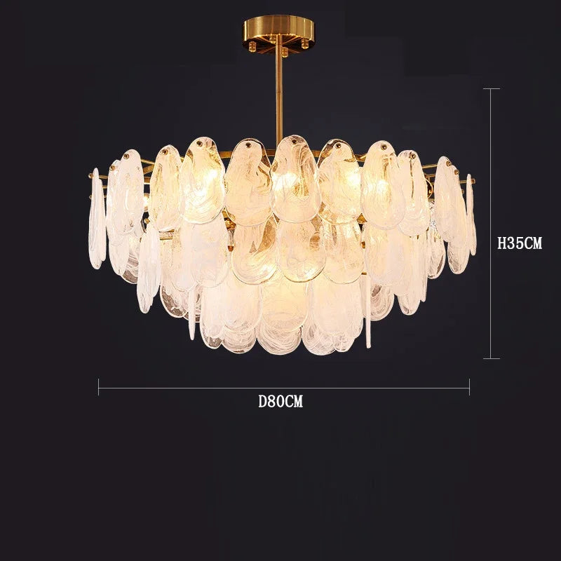 French Retro Light Luxury Chandelier Living Room Bedroom Warm and Romantic Cloud Water Drop Glass Pendant Lights Home Decoration